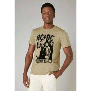 Lucky Brand Men's ACDC Highway to Hell Graphic T-Shirt Size XL Tan / Black